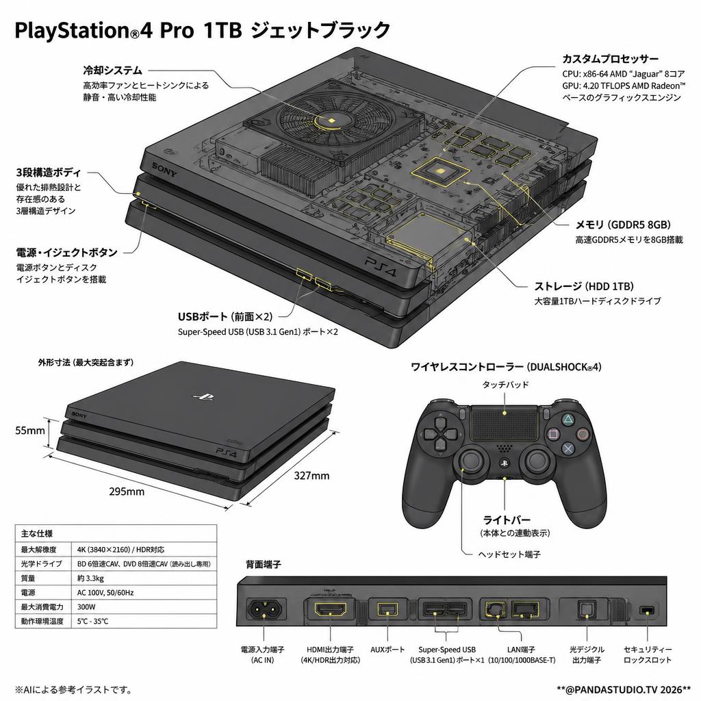 SONY PlayStation 4/プレイステーション4 Pro  1TB ジェットブラック スペック