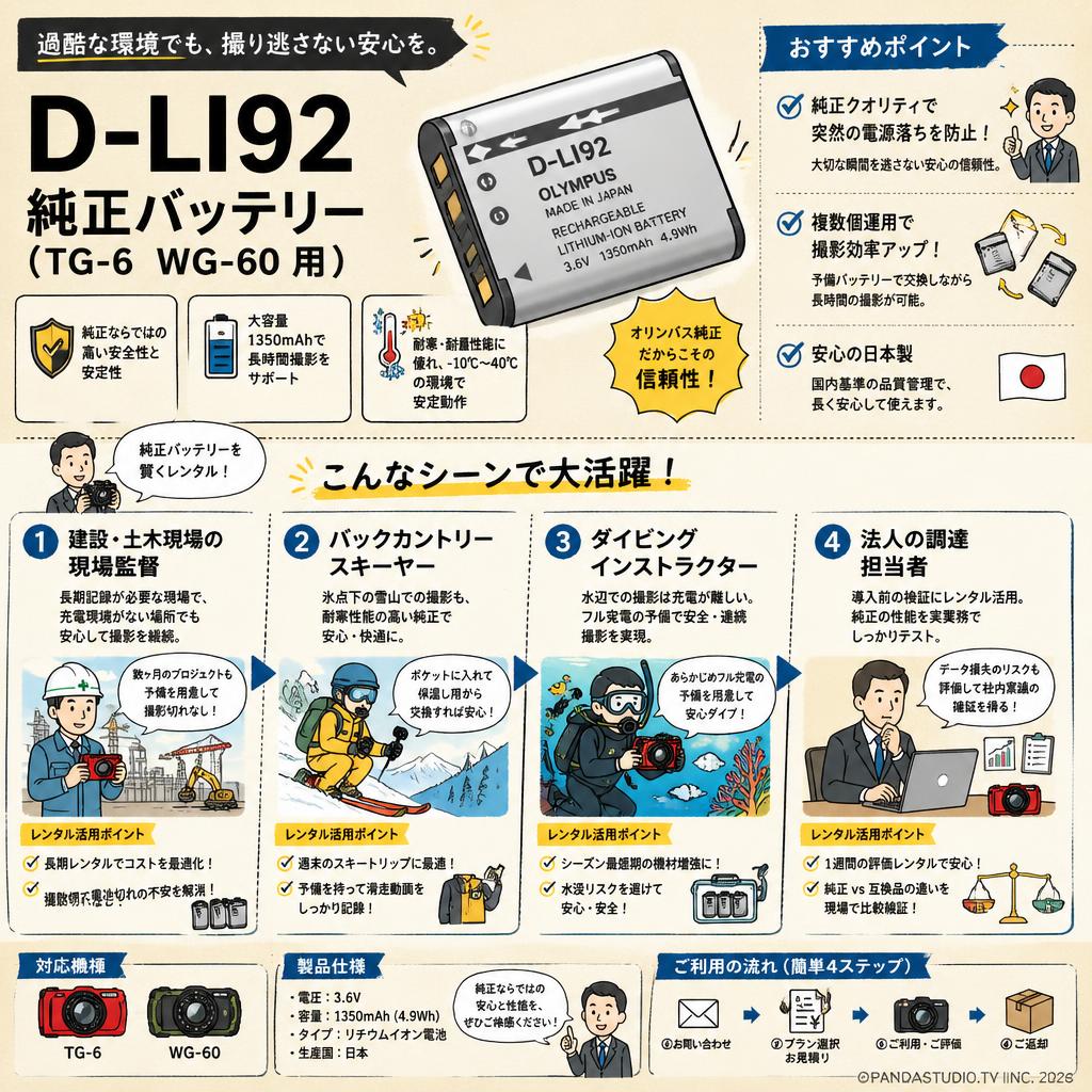 D-LI92 純正バッテリー(TG-6  WG-60 用） おもな対象のお客様