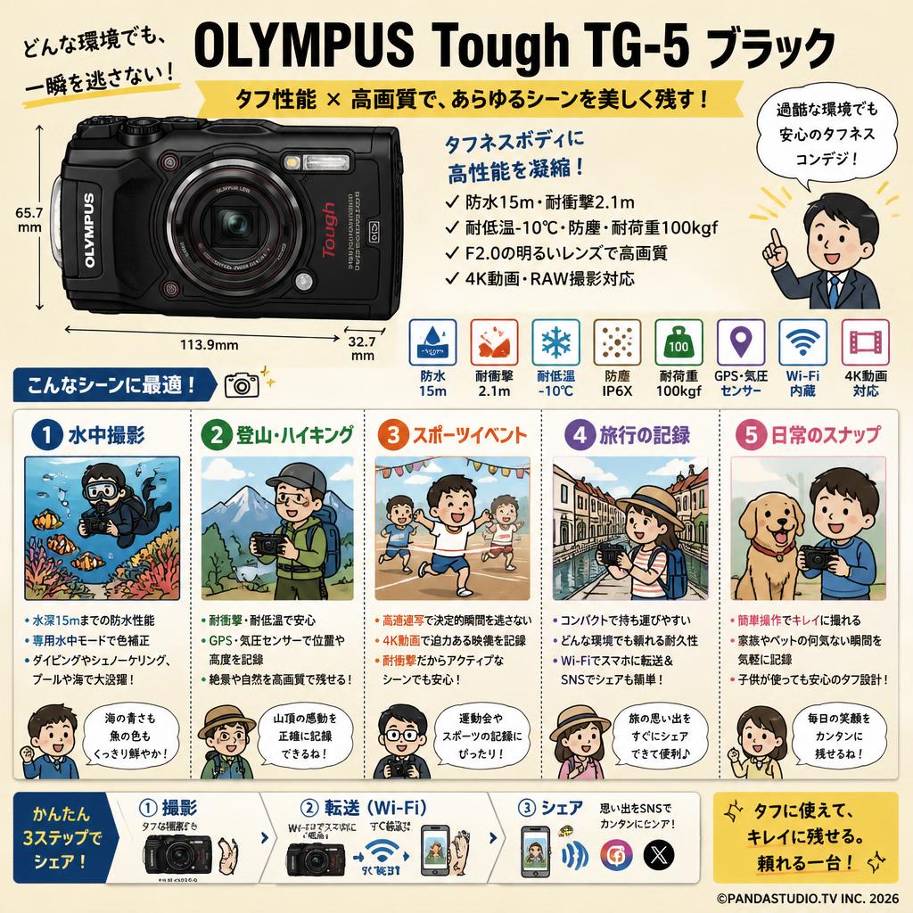 OLYMPUS Tough TG-5 ブラック 用途