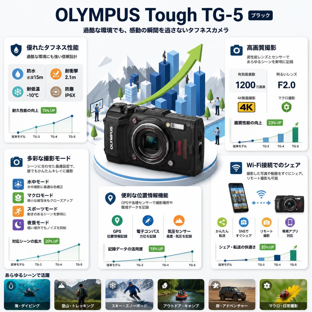 OLYMPUS Tough TG-5 ブラック セールスポイント