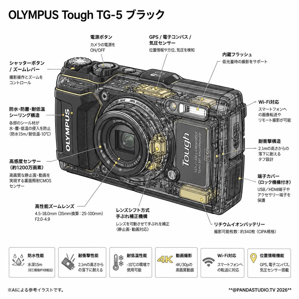 OLYMPUS Tough TG-5 ブラック スペック