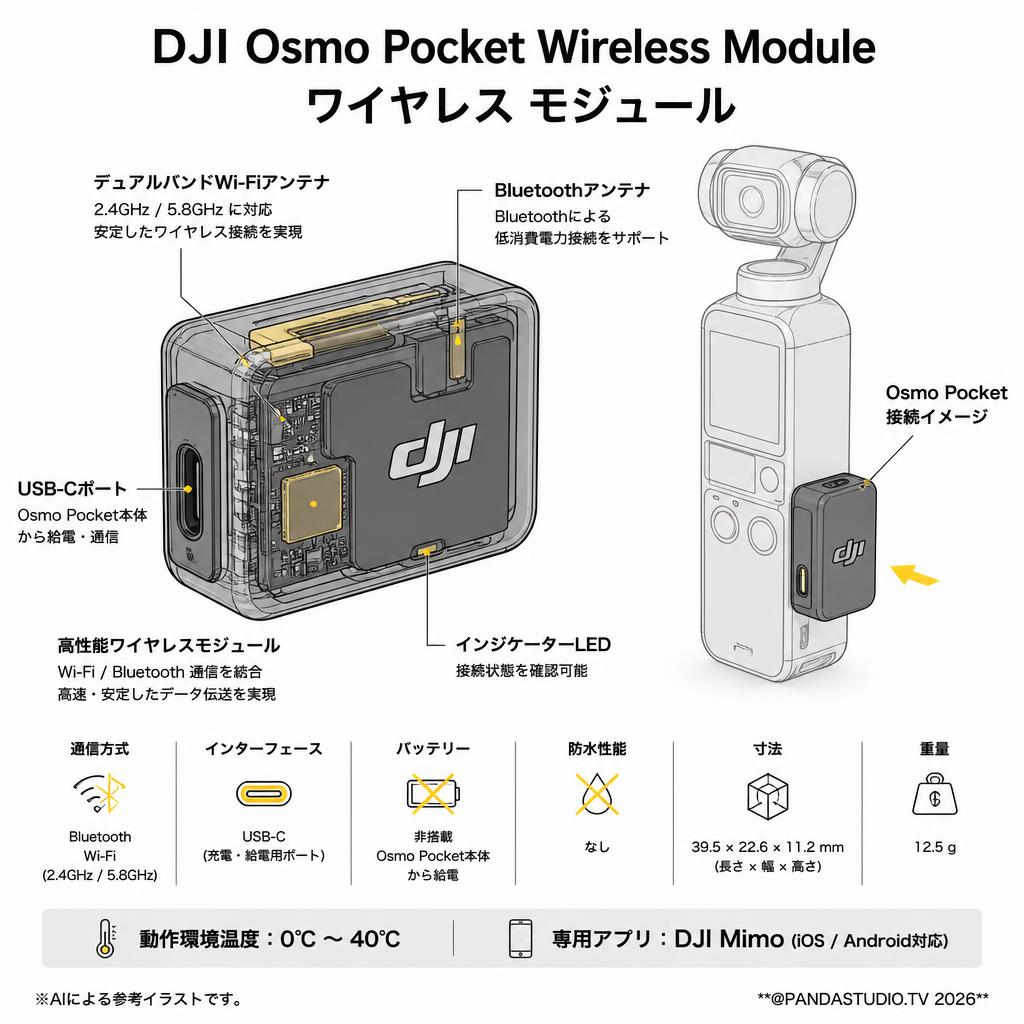 DJI Osmo Pocket Wireless Module ワイヤレス モジュール スペック
