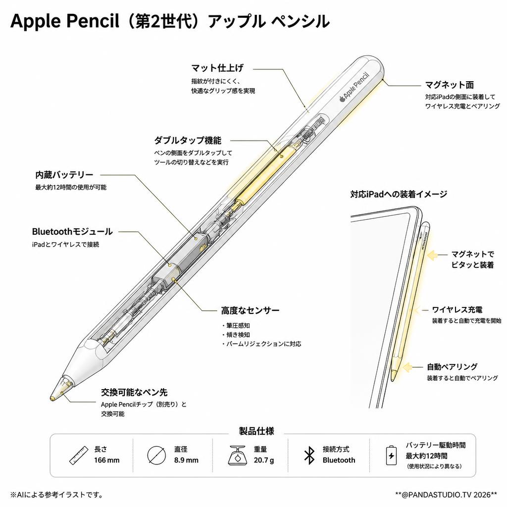 Apple Pencil（第2世代）アップル ペンシル スペック