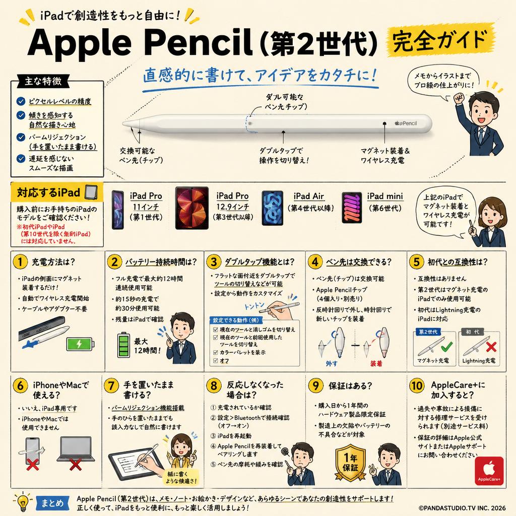 Apple Pencil（第2世代）アップル ペンシル FAQ（よくある質問と答え）