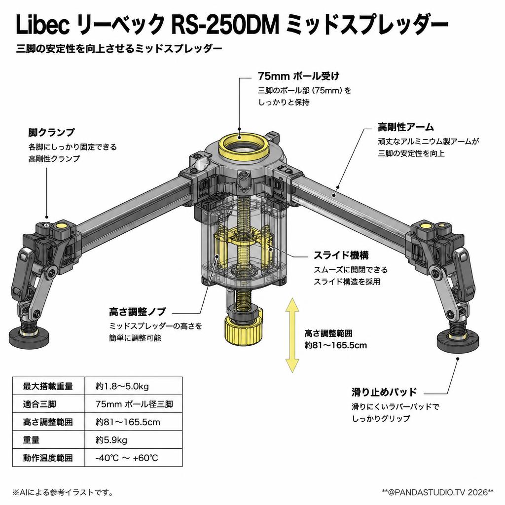Libec リーベック RS-250DM ミッドスプレッダー スペック