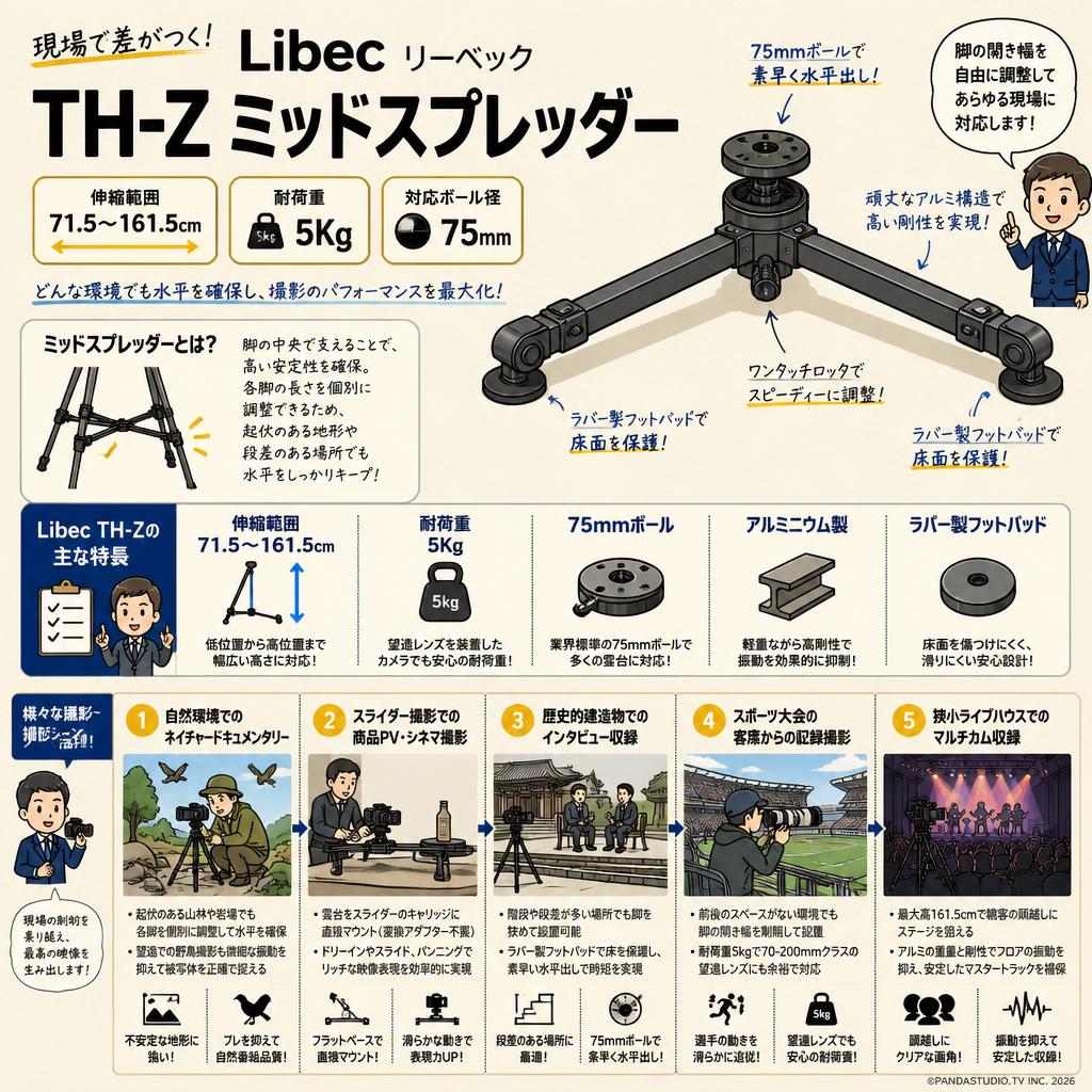 Libec リーベック TH-Z ミッドスプレッダー（71.5～ 161.5cm 5Kg） 用途