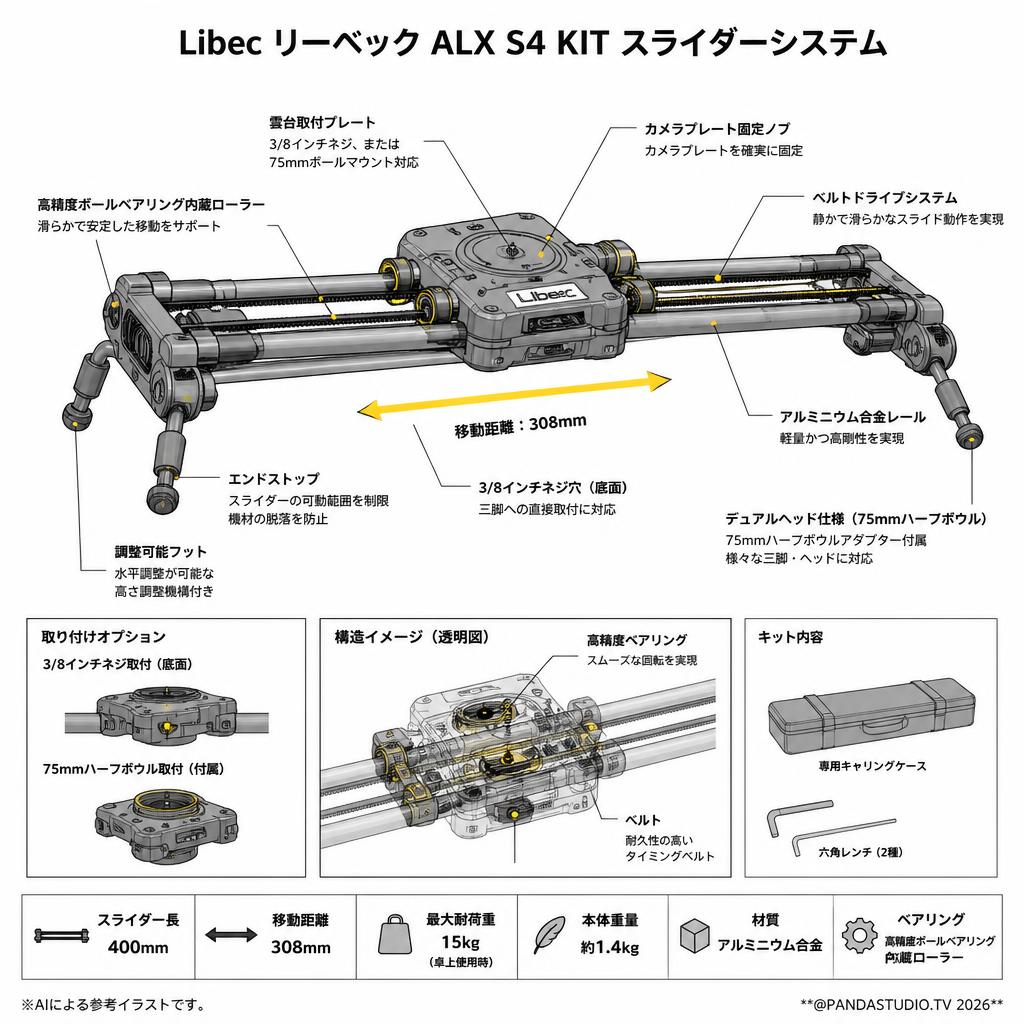Libec リーベック ALX S4 KIT スライダーシステム スペック