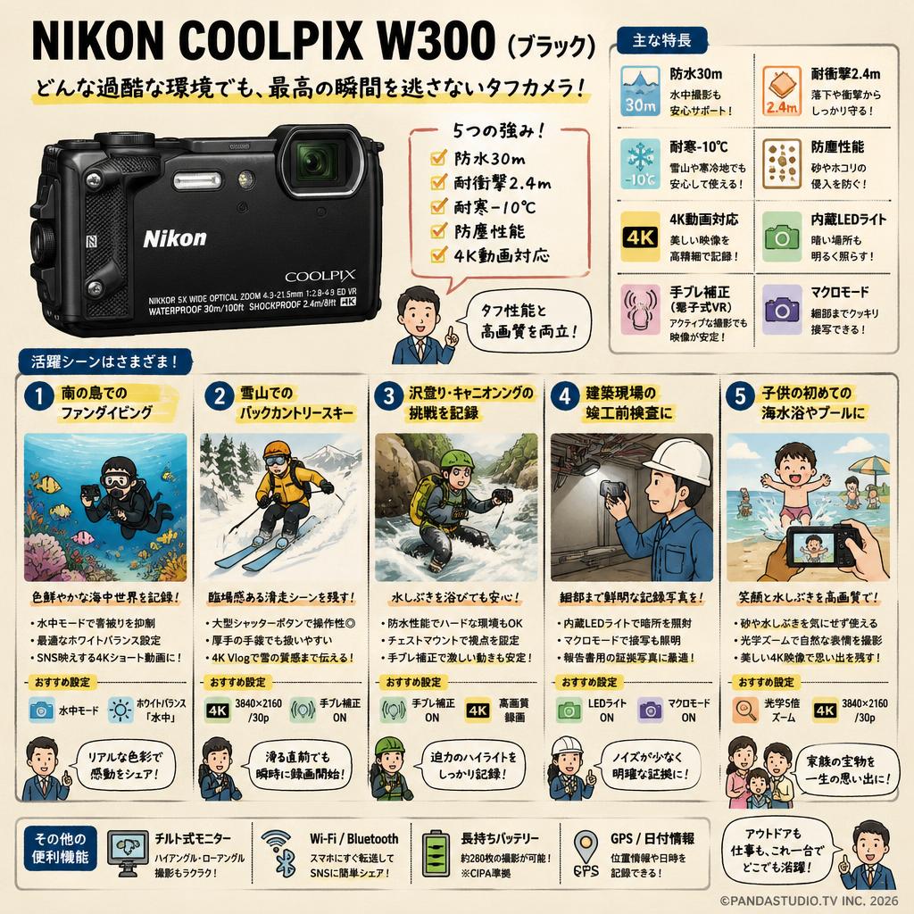 NIKON COOLPIX W300（ブラック） 用途