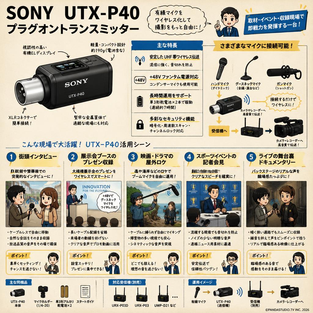 SONY  UTX-P40  プラグオントランスミッター 用途