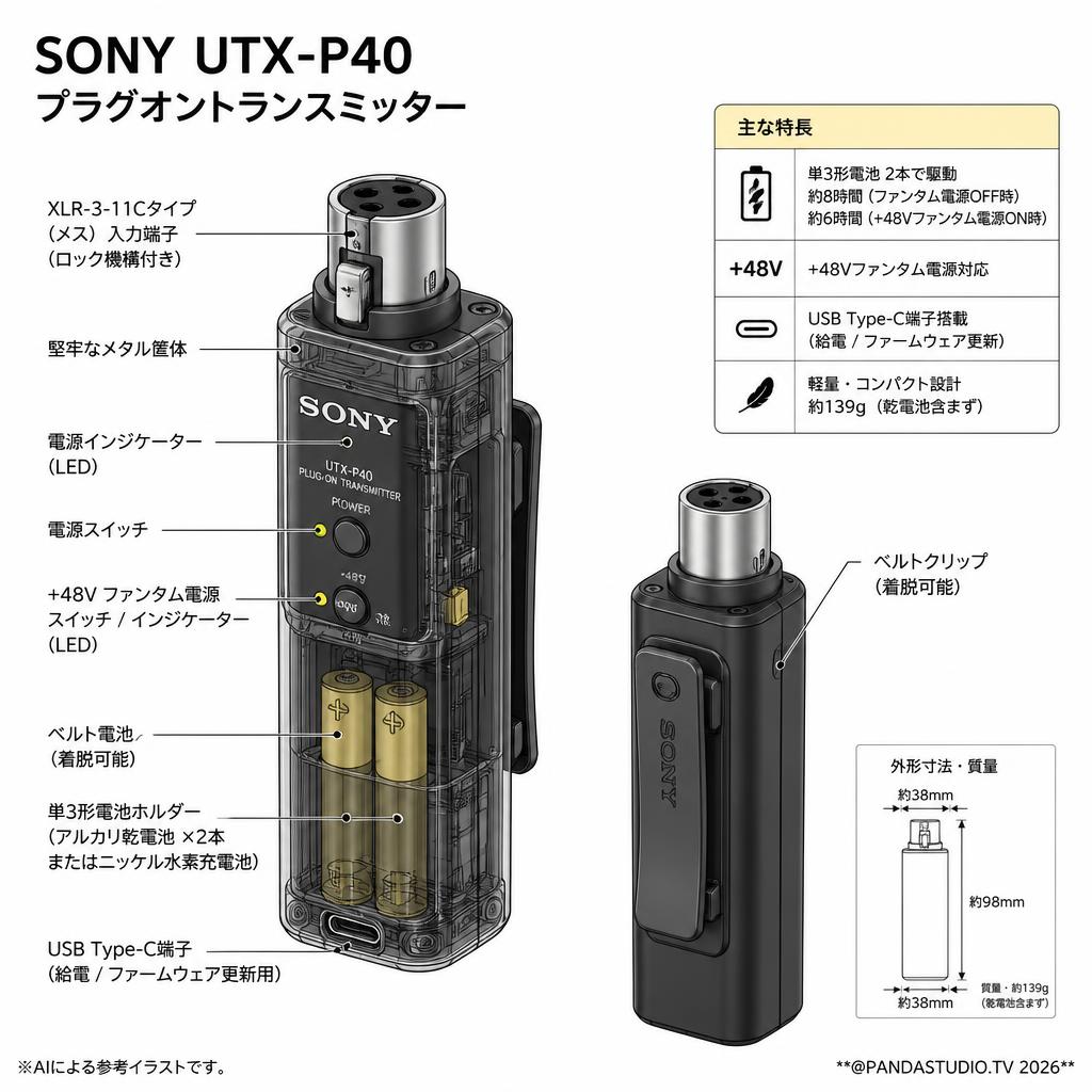 SONY  UTX-P40  プラグオントランスミッター スペック