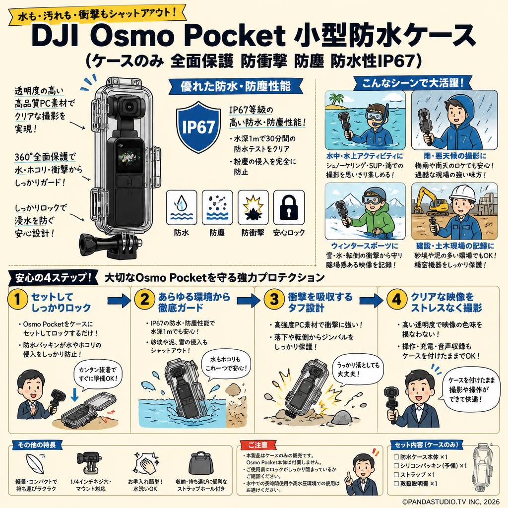 DJI Osmo Pocket 小型防水ケース（ケースのみ 全面保護 防衝撃 防塵 防水性IP67） おもな対象のお客様