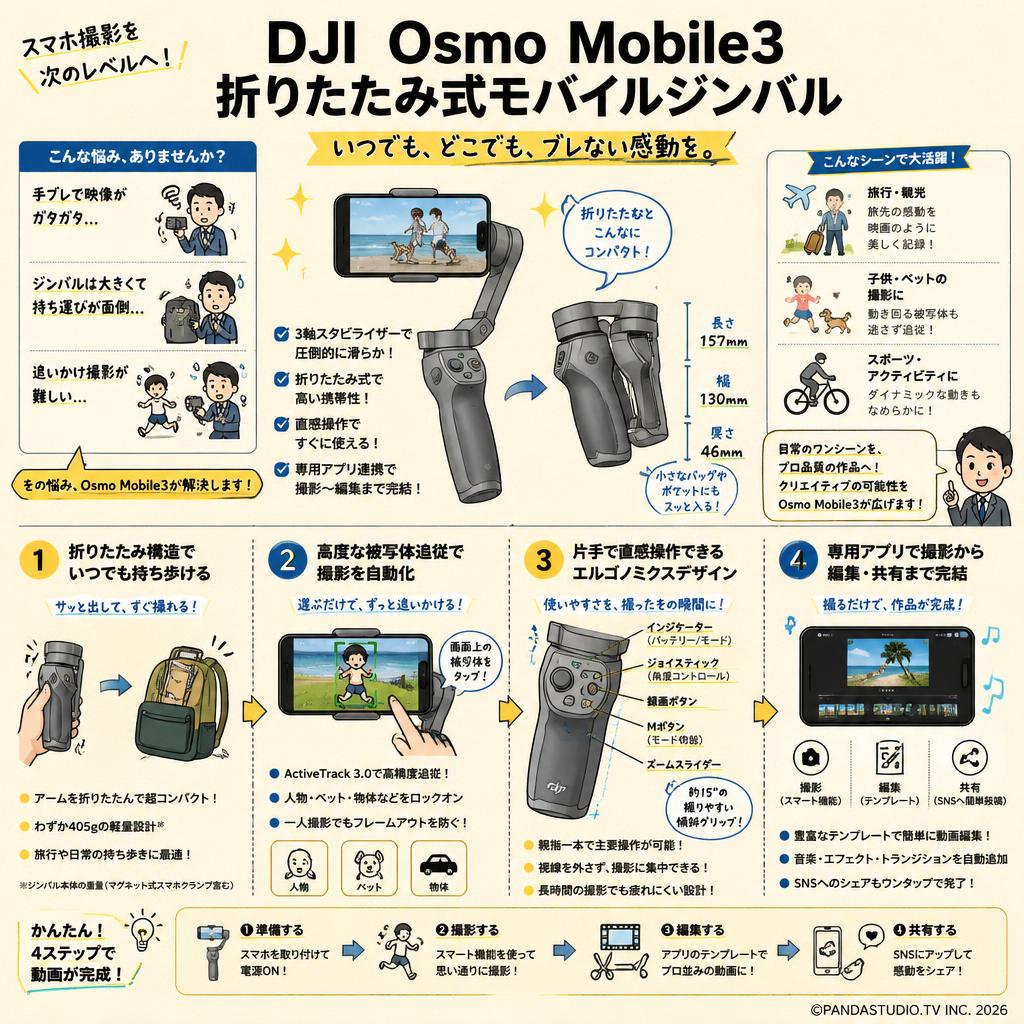 DJI Osmo Mobile3 折りたたみ式モバイルジンバル 概要
