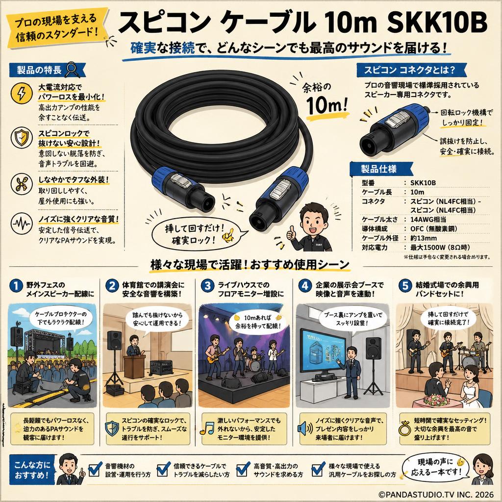 スピコン ケーブル 10m SKK10B 用途