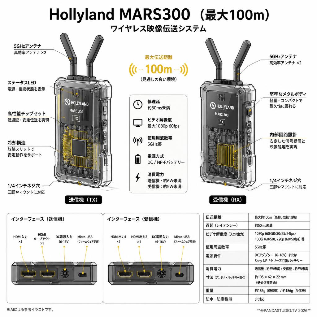Hollyland MARS300 （最大100ｍ） スペック