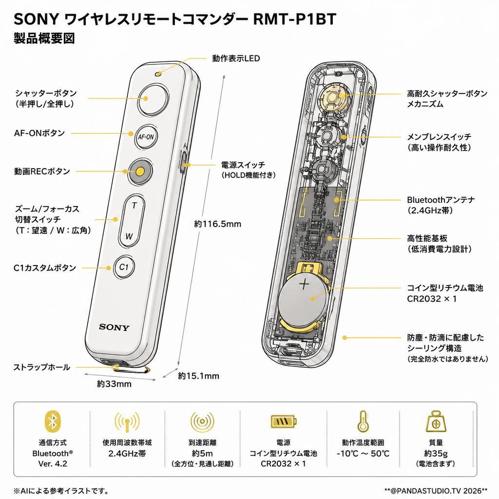 SONY ワイヤレスリモートコマンダー RMT-P1BT スペック