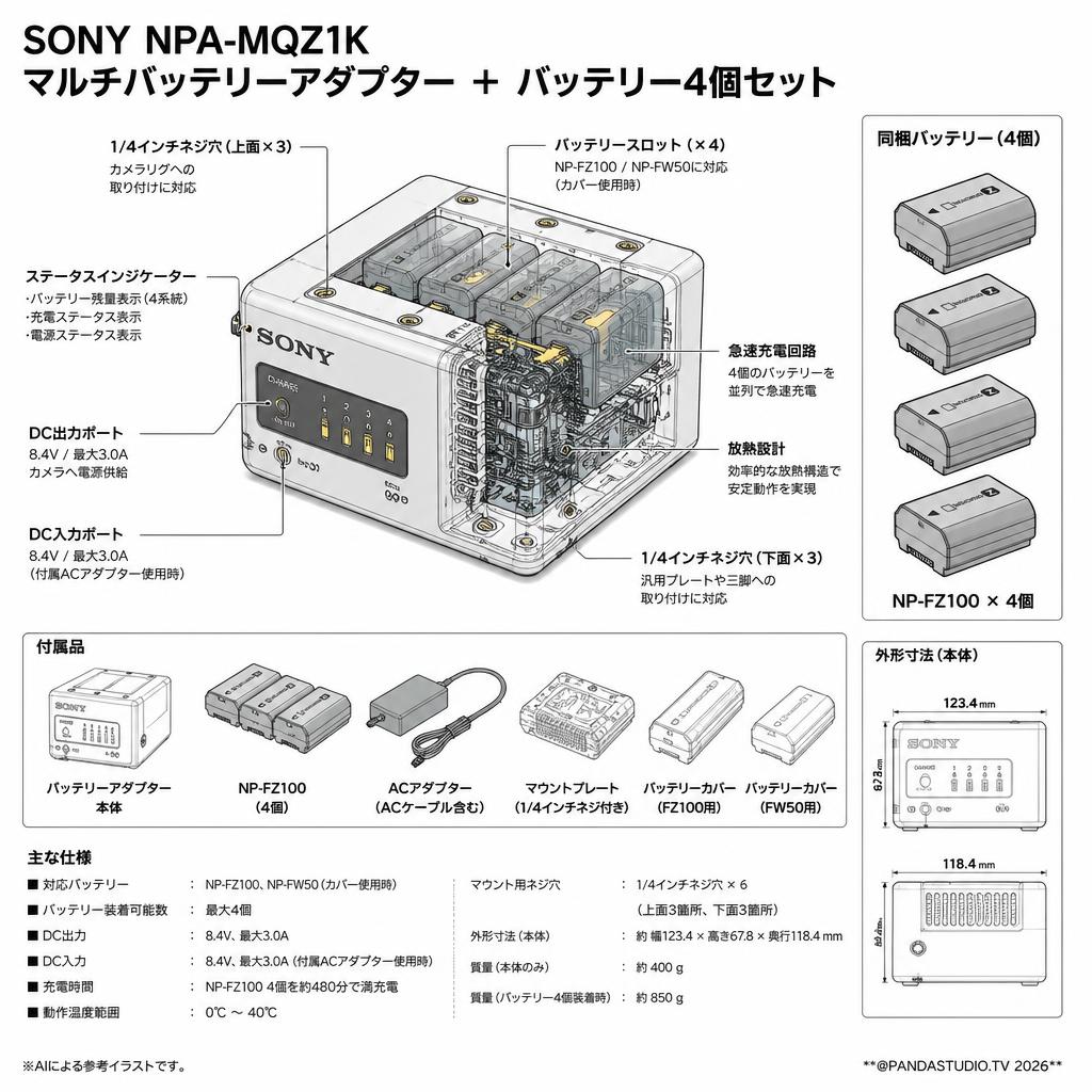 SONY NPA-MQZ1K マルチバッテリーアダプター ＋ バッテリー4個セット スペック
