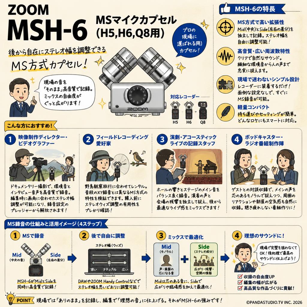 ZOOM MSH-6 MSマイクカプセル (H5,H6,Q8用) おもな対象のお客様