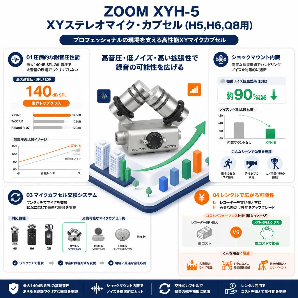 ZOOM XYH-5 XYステレオマイク・カプセル (H5,H6,Q8用) セールスポイント