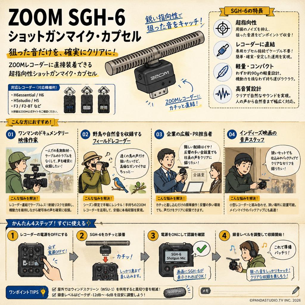 ZOOM SGH-6 ショットガンマイク・カプセル おもな対象のお客様