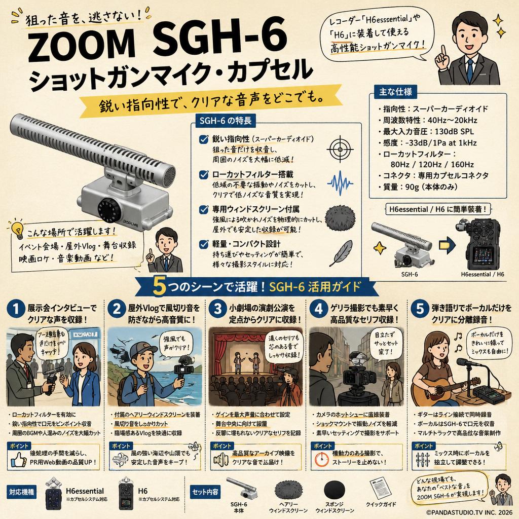 ZOOM SGH-6 ショットガンマイク・カプセル 用途