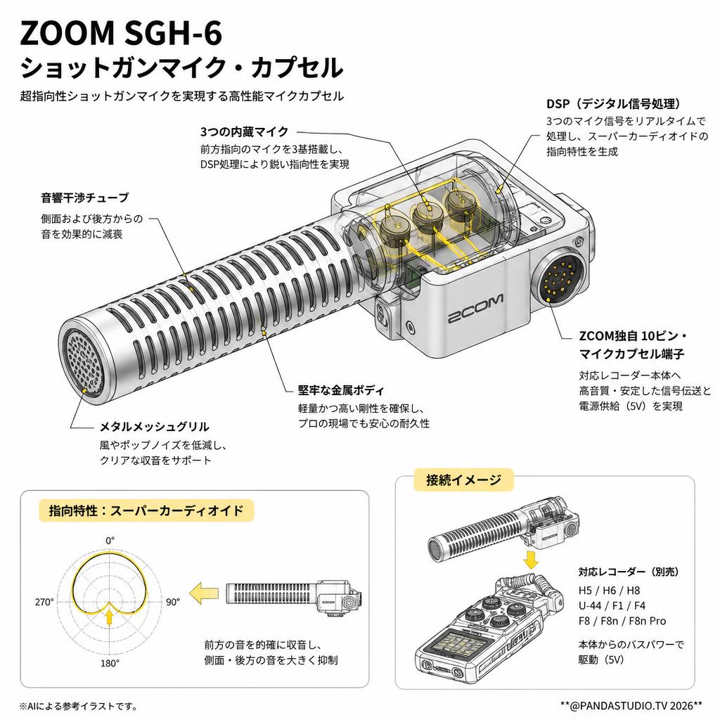 ZOOM SGH-6 ショットガンマイク・カプセル スペック