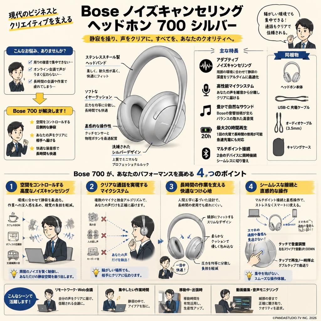 Bose Noise Cancelling Headphones 700 Silver 概要