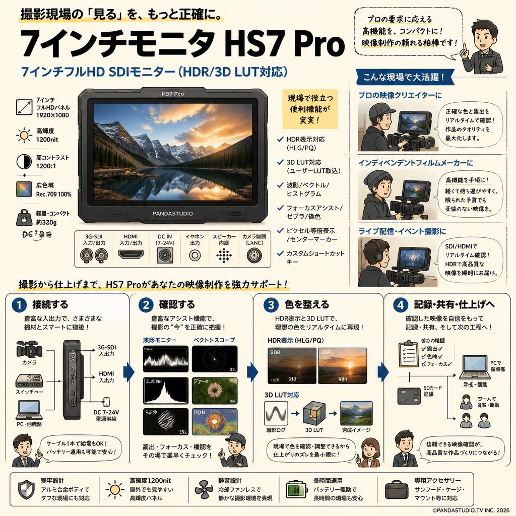 7インチモニタ HS7 Pro (7" Full HD SDI Monitor With HDR/3D LUTs) おもな対象のお客様