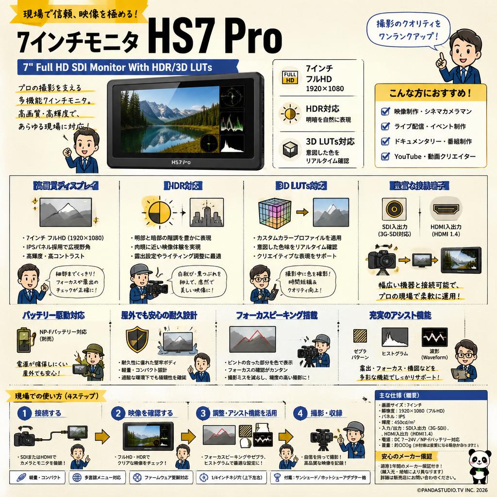 7インチモニタ HS7 Pro (7" Full HD SDI Monitor With HDR/3D LUTs) FAQ（よくある質問と答え）