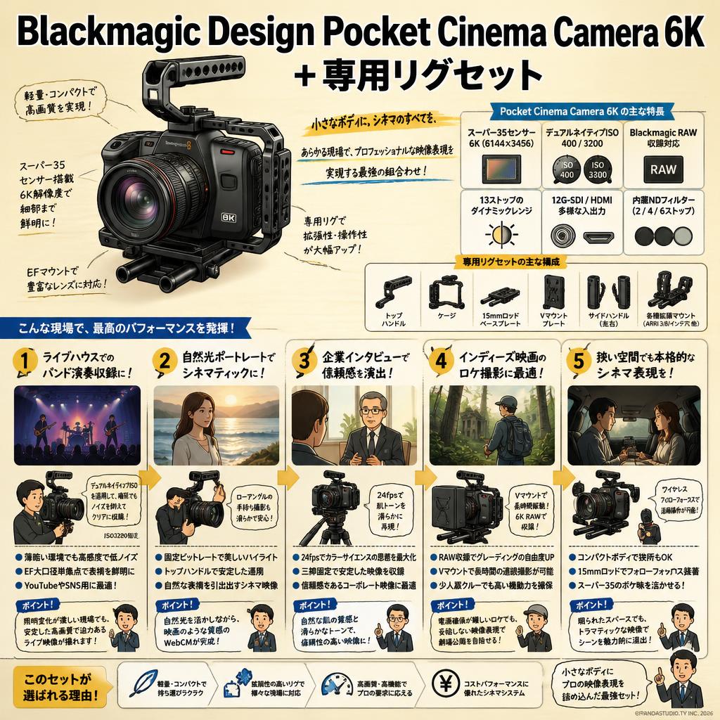 Blackmagic Design Pocket Cinema Camera 6K ＋ 専用リグセット 用途
