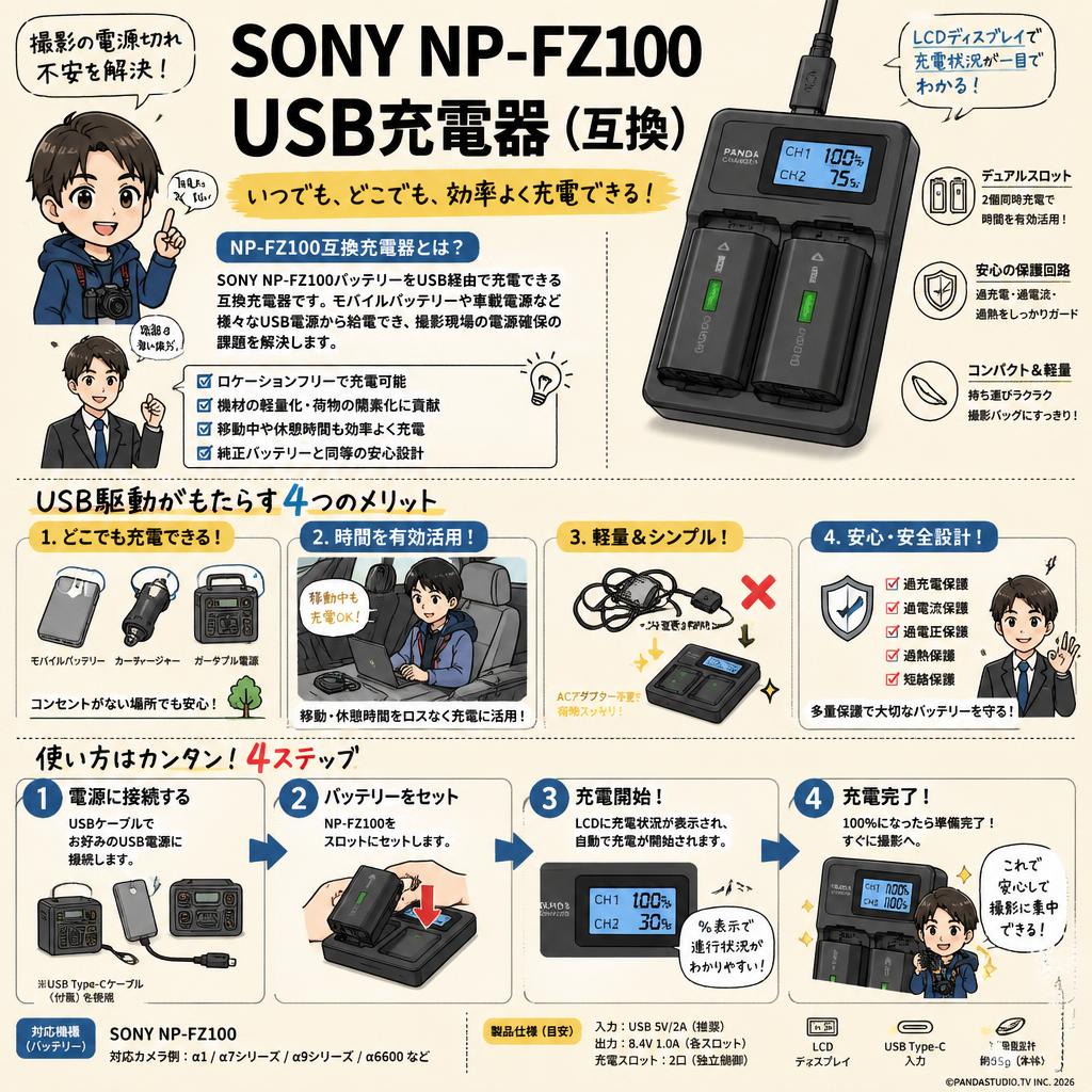 SONY NP-FZ100 USB充電器 (互換） 概要