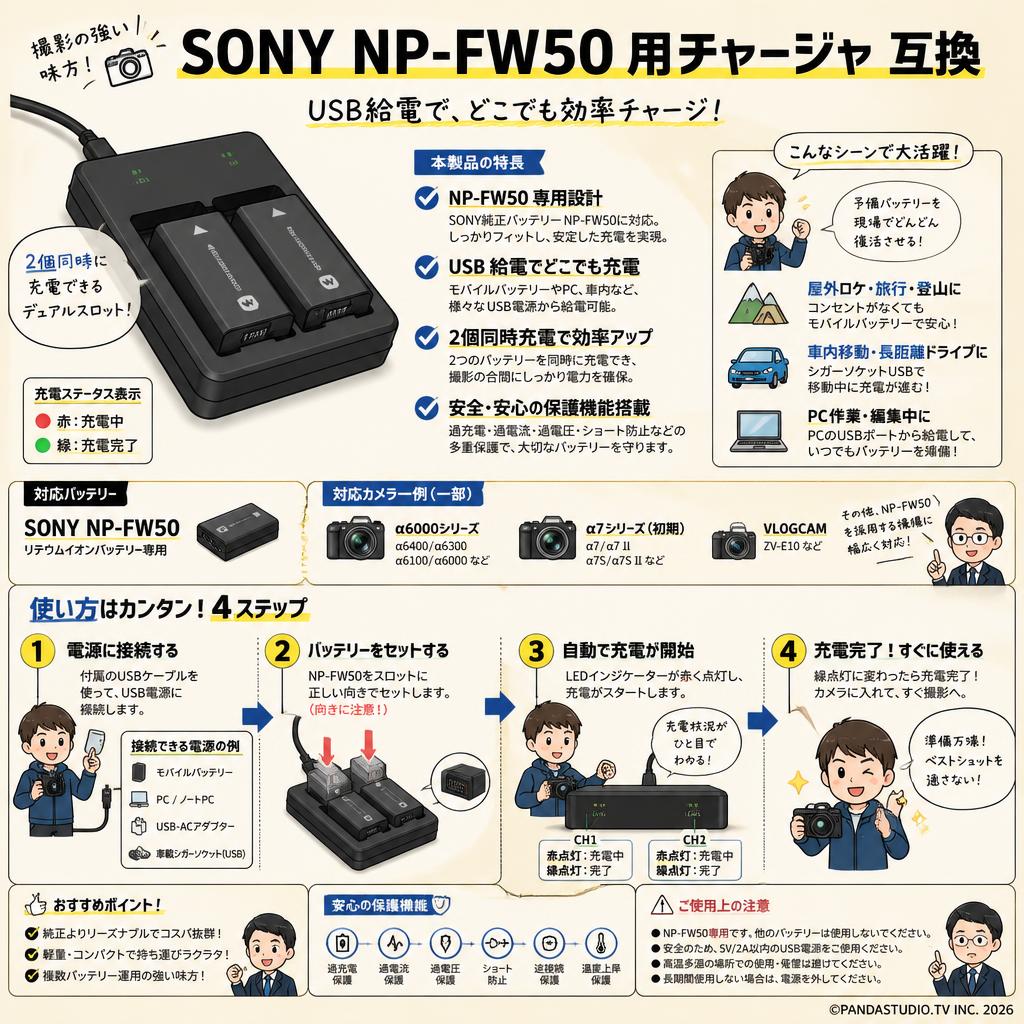 SONY  NP-FW50 用チャージャ 互換 概要