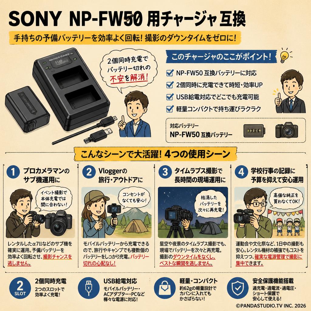 SONY  NP-FW50 用チャージャ 互換 おもな対象のお客様