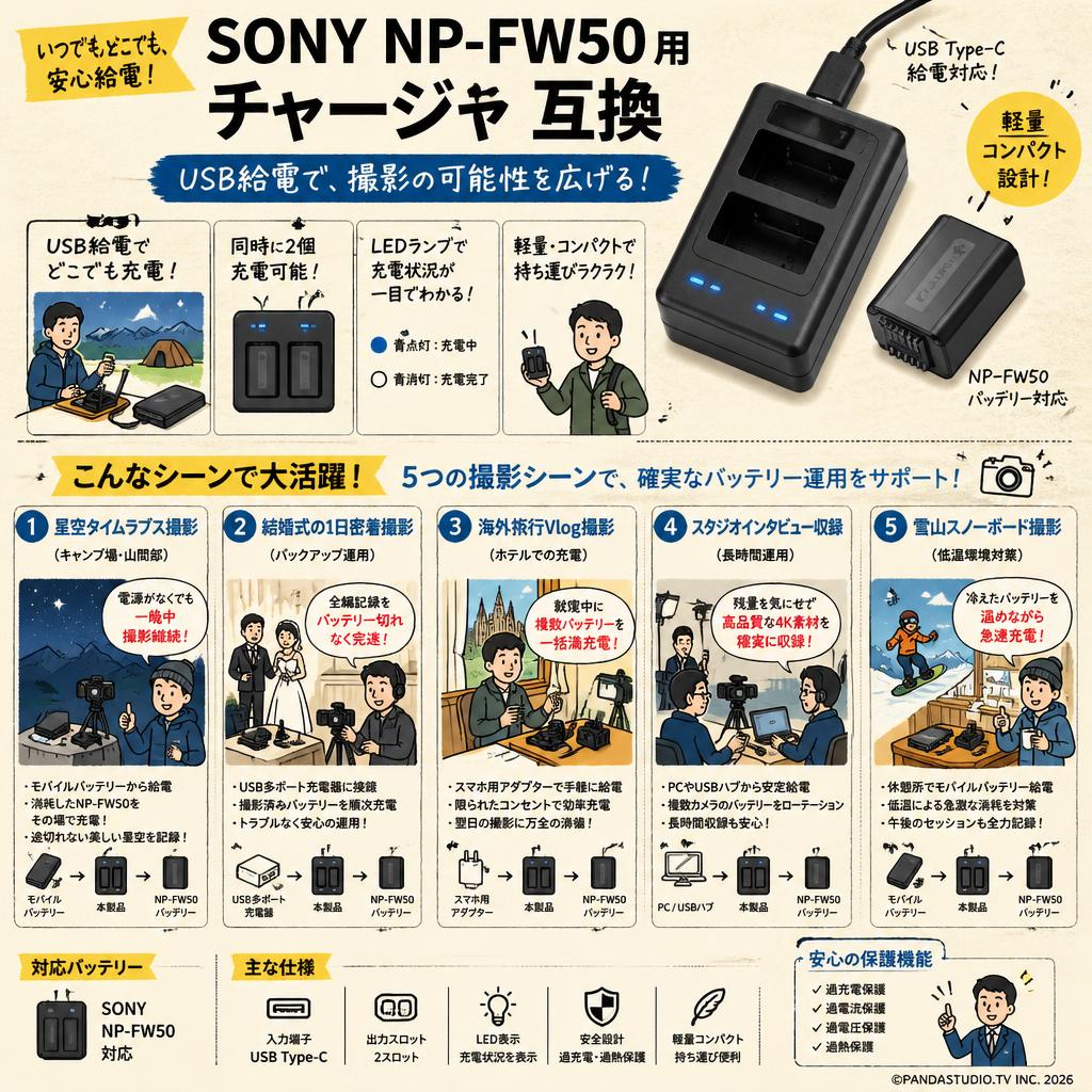 SONY  NP-FW50 用チャージャ 互換 用途