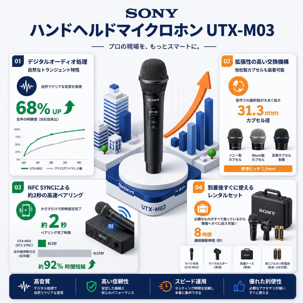 SONY ハンドヘルドマイクロホン UTX-M03 セールスポイント