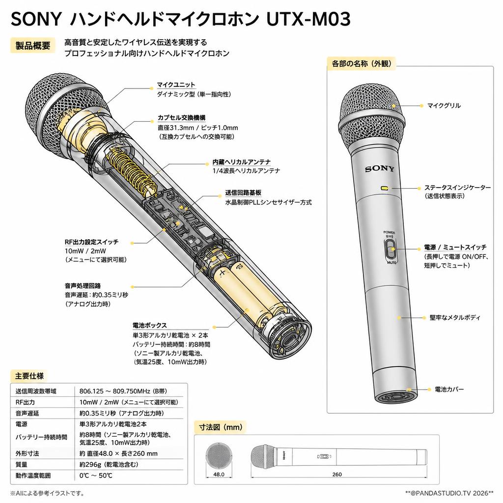 SONY ハンドヘルドマイクロホン UTX-M03 スペック