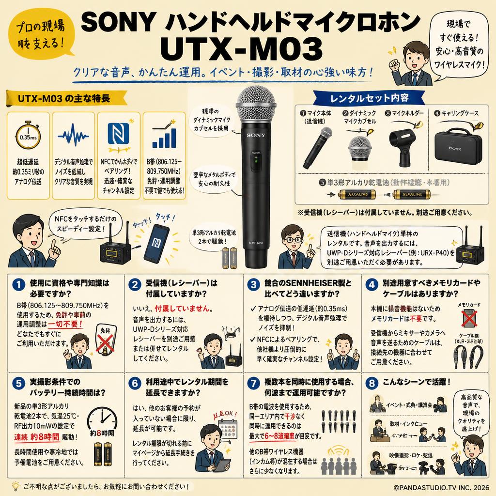 SONY ハンドヘルドマイクロホン UTX-M03 FAQ（よくある質問と答え）