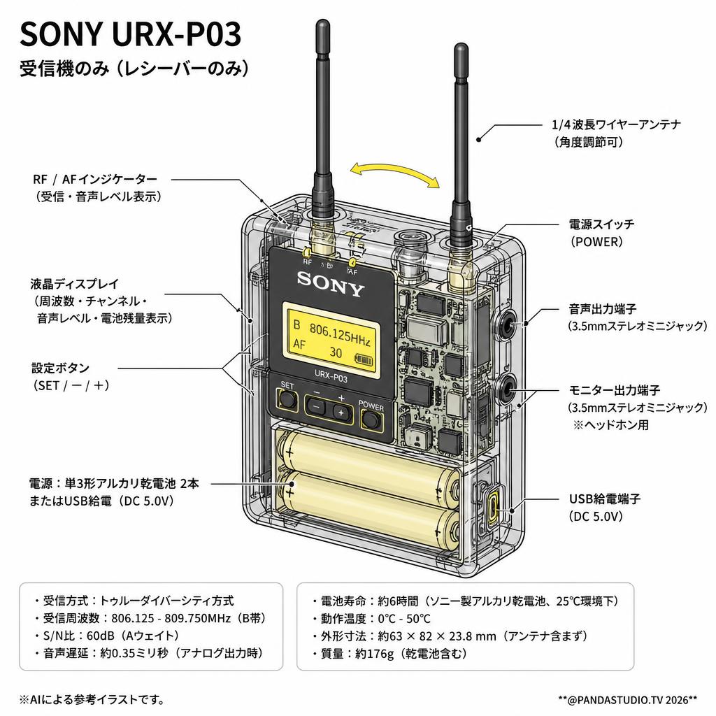 SONY URX-P03 受信機のみ　レシーバーのみ スペック