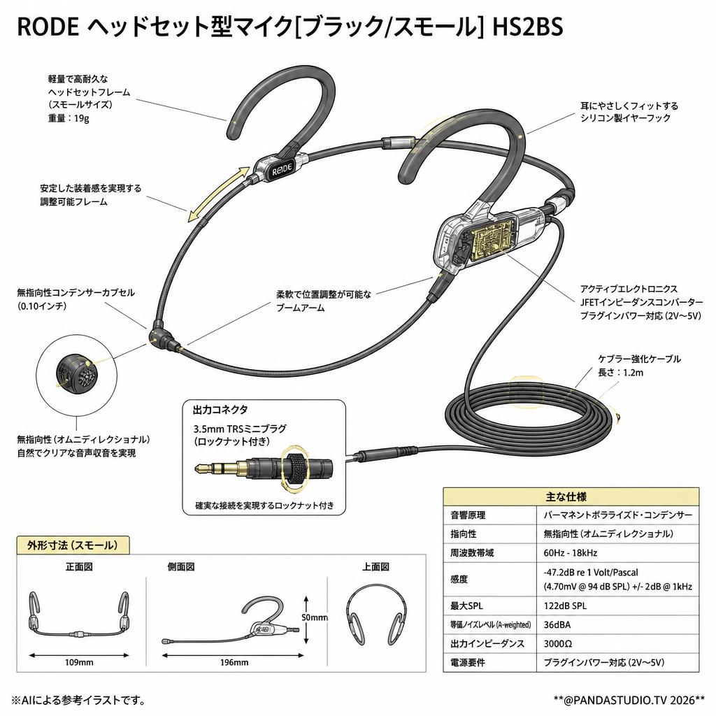 RODE ヘッドセット型マイク[ブラック/スモール] HS2BS スペック