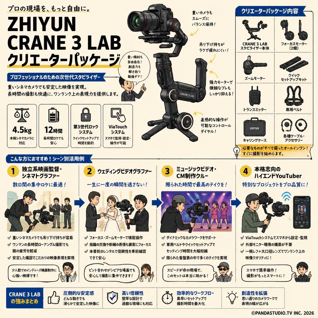 ZHIYUN  CRANE 3 LAB クリエーターパッケージ おもな対象のお客様
