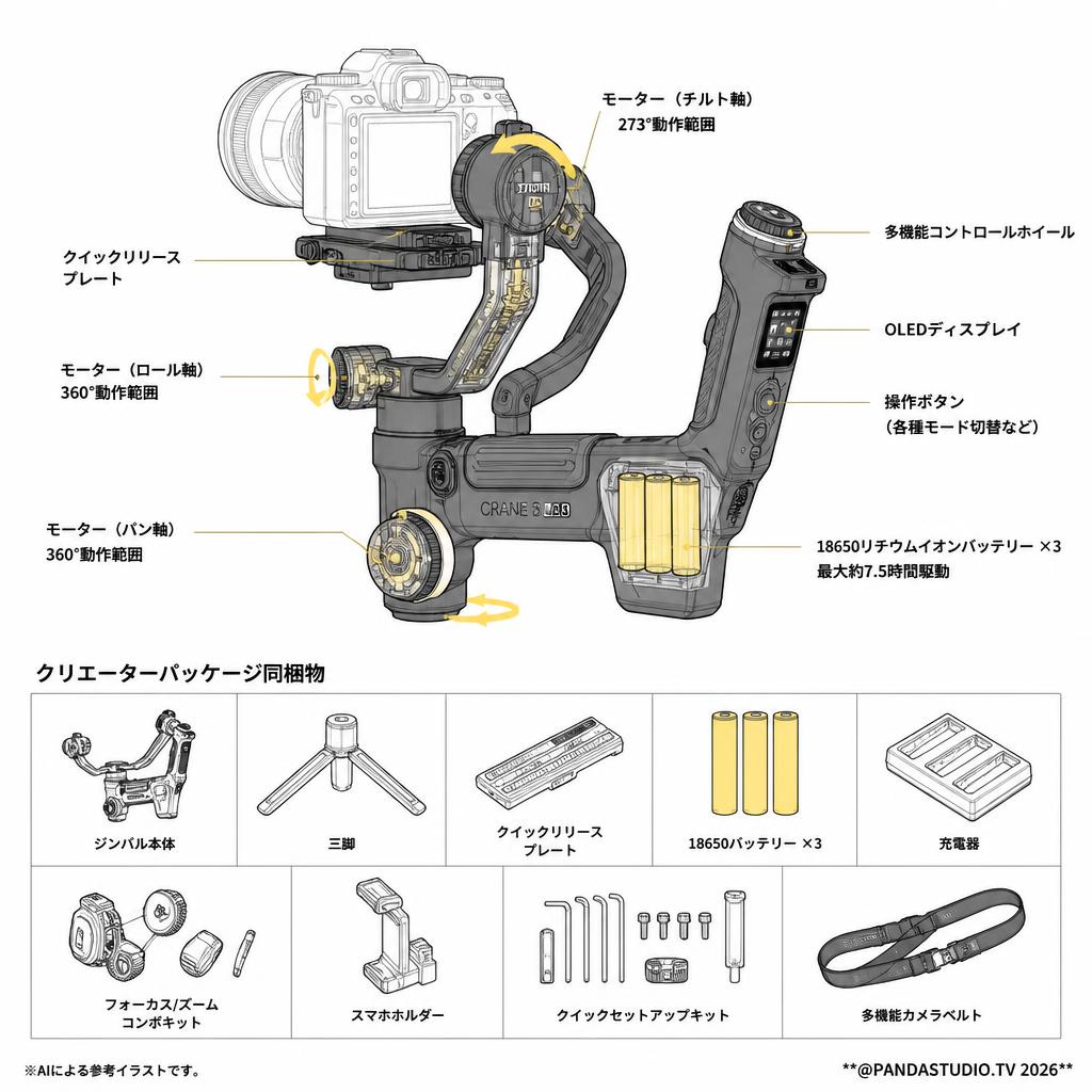 ZHIYUN  CRANE 3 LAB クリエーターパッケージ スペック