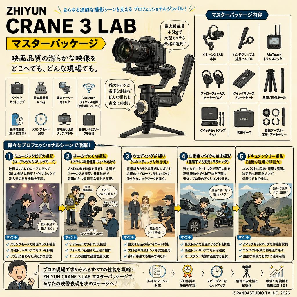 ZHIYUN  CRANE 3 LAB マスターパッケージ 用途