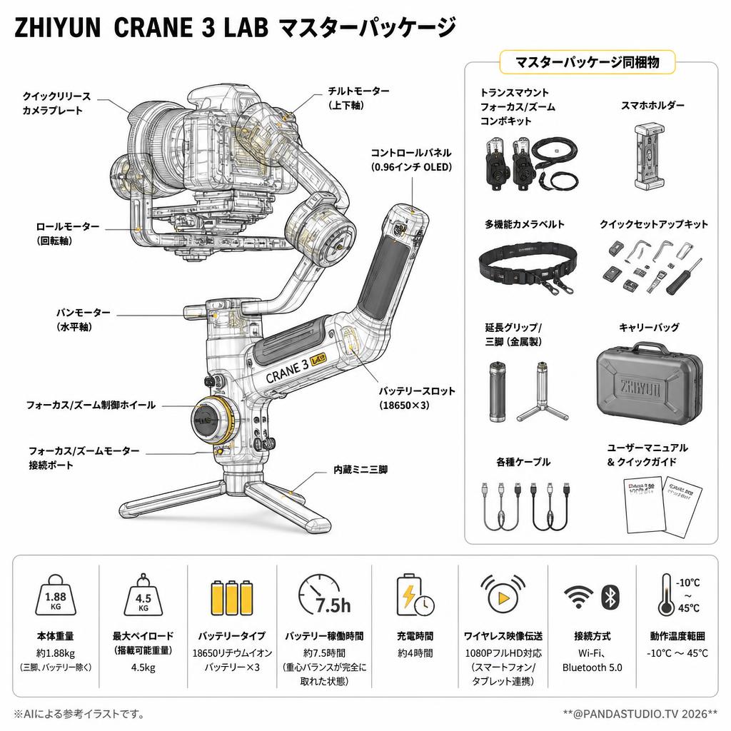 ZHIYUN  CRANE 3 LAB マスターパッケージ スペック