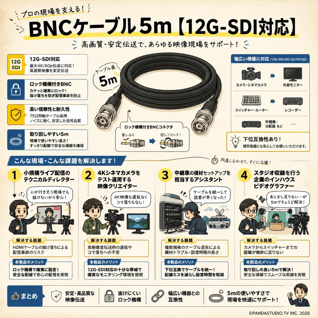 BNCケーブル5m【12G-SDI対応】 おもな対象のお客様
