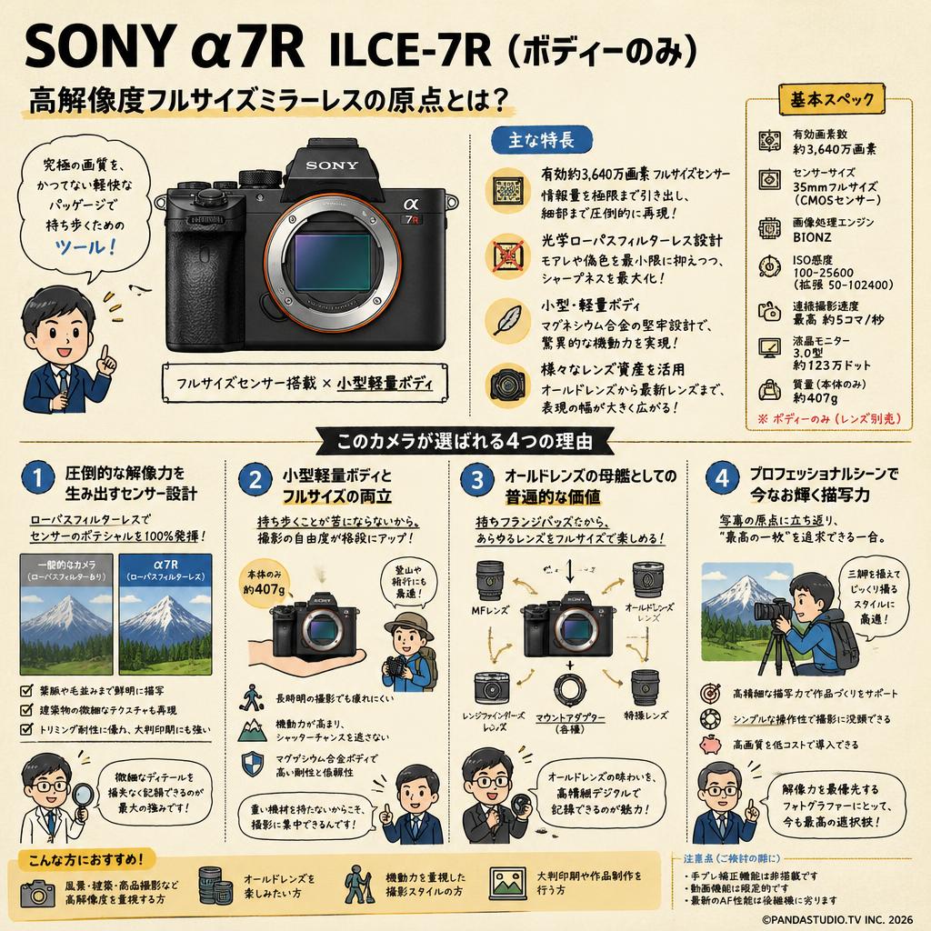 SONY α7R ILCE-7R（ボディーのみ） 概要
