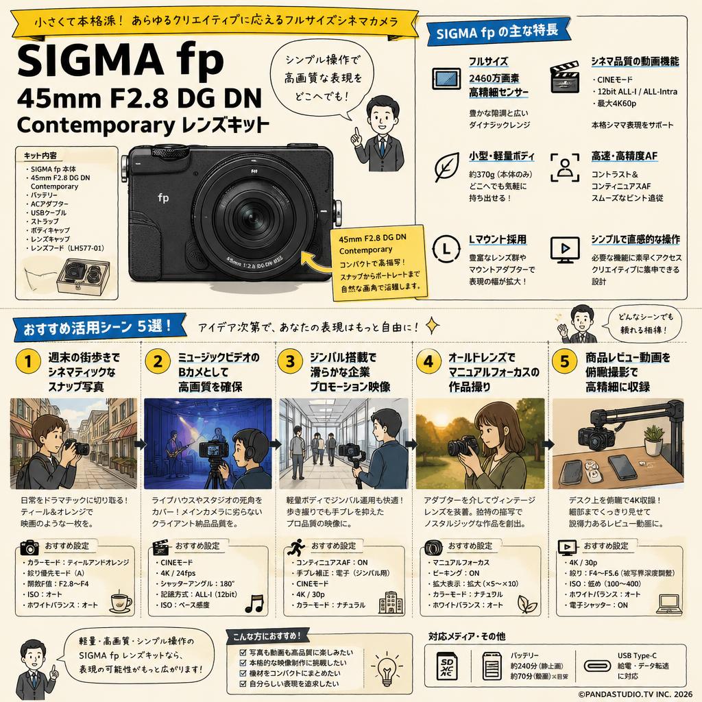 SIGMA fp 45mm F2.8 DG DN Contemporary レンズキット 用途