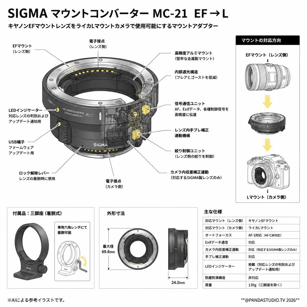 SIGMA マウントコンバーター MC-21  EF→L スペック