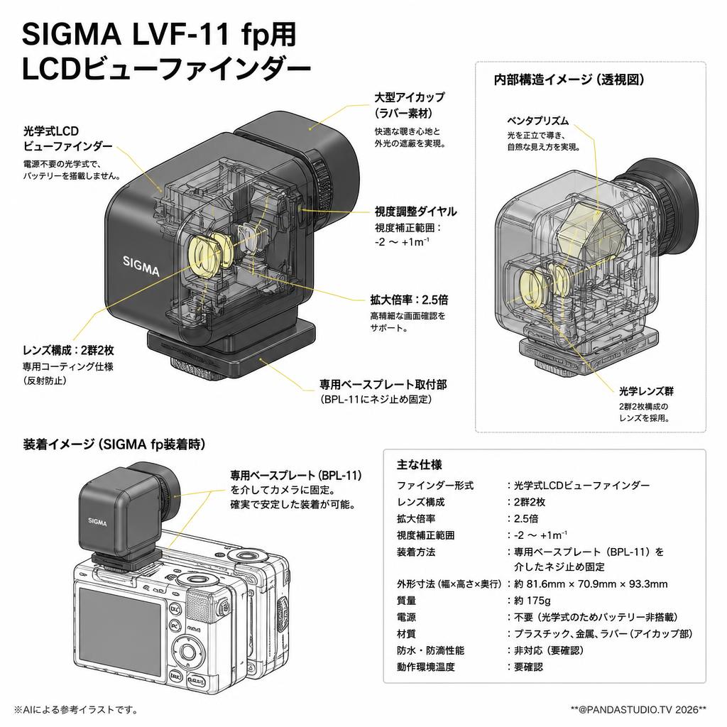 SIGMA LVF-11 fp用 LCDビューファインダー スペック
