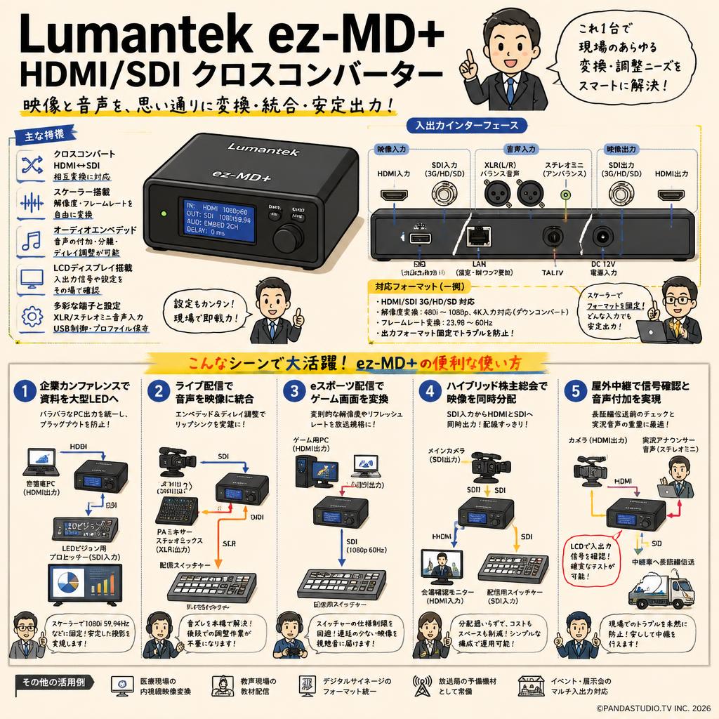 Lumantek ez-MD+ HDMI/SDI クロスコンバーター 用途