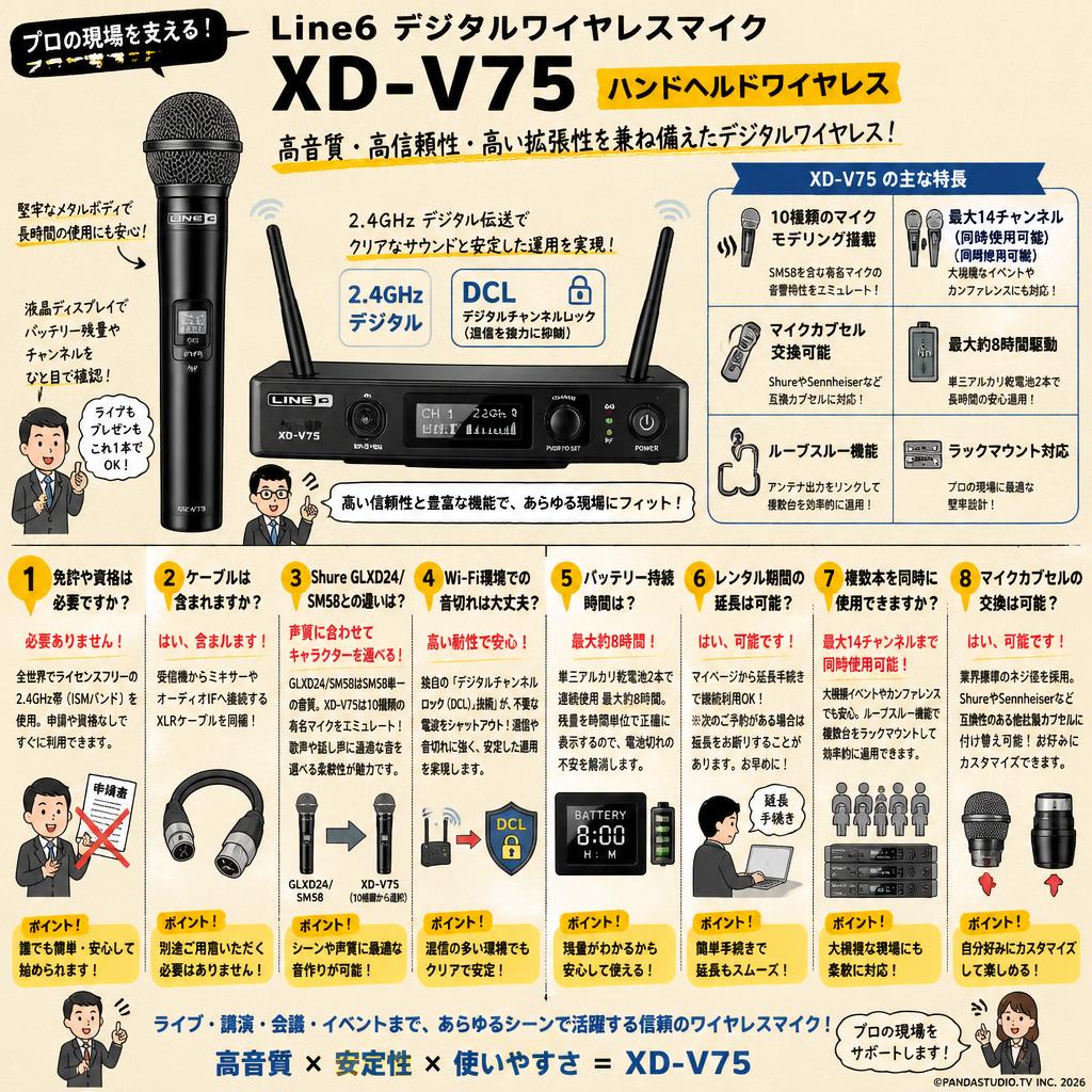 Line6 デジタルワイヤレスマイク XD-V75 ハンドヘルドワイヤレス FAQ（よくある質問と答え）