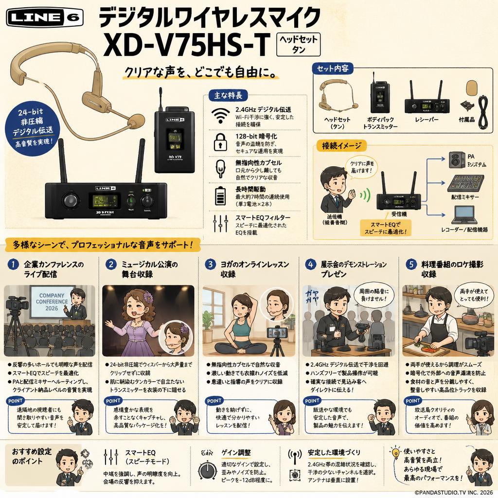 Line6 デジタルワイヤレスマイク XD-V75HS-T Headset Tan 用途